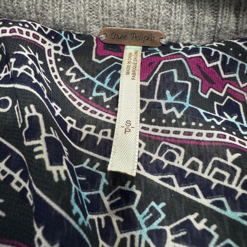 Free People Grey Zip Up Sweater - Picture 2 of 5
